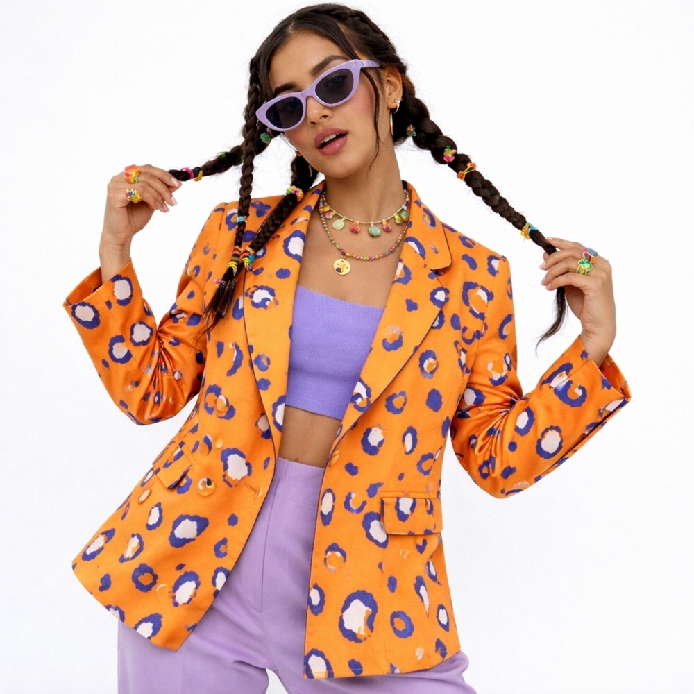 3.1 Phillip Lim for Target Orange Leopard Print Blazer Dopamine Size Small NWT
